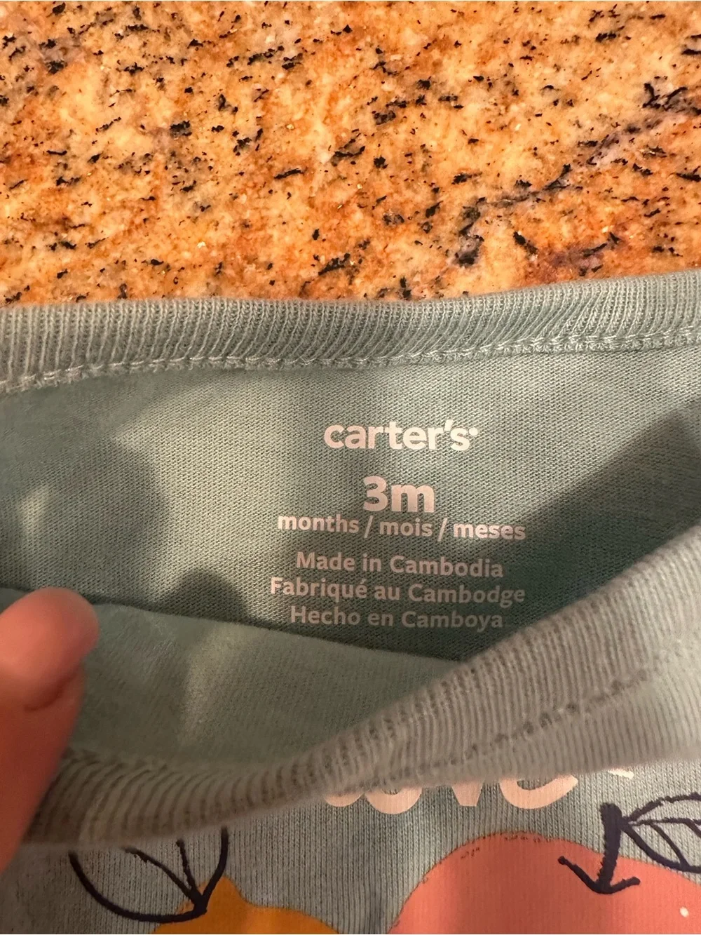Carter's Sage Blue-Green Fruit Graphic Baby One-Piece